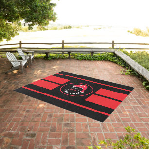 Red Black Christmas Holiday Party Outdoor Rug