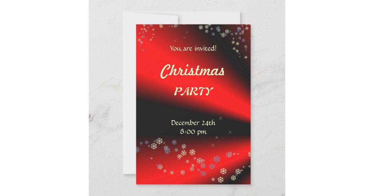 Red Black Christmas Party invitation | Zazzle