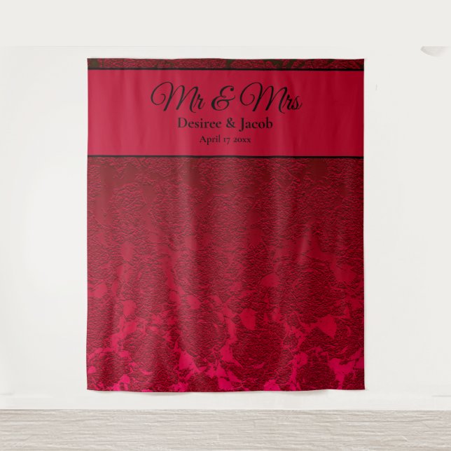 Red Black Christmas Wedding Winter Backdrop (Front)