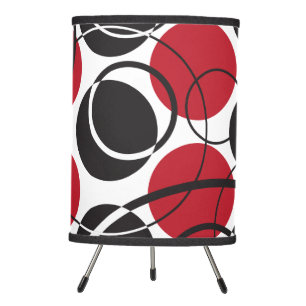 Red Black Circles & Dots Mid-Century Modern Design Tripod Lamp