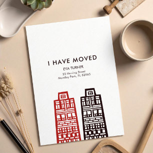 Red & Black City New Address Invitation