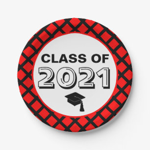 Red & Black Class of 2024 Graduation Paper Plates