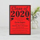 Red Black Class of 2024 Graduation Photo Invitation (Standing Front)