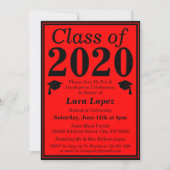 Red Black Class of 2024 Graduation Photo Invitation (Front)