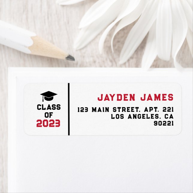 Red Black Class of 2026 Graduation Return Address Label (Insitu)
