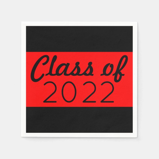 Red & Black Class Year Graduation Napkins (Front)