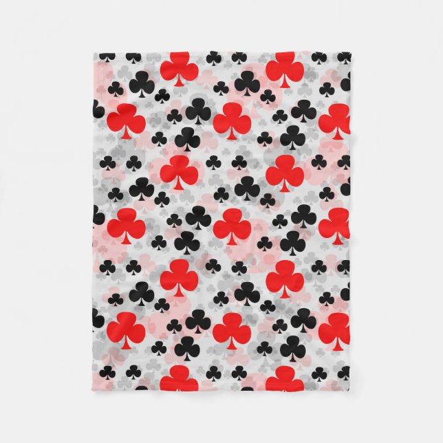 Red Black Clover Club Abstract Pattern Design Fleece Blanket (Front)