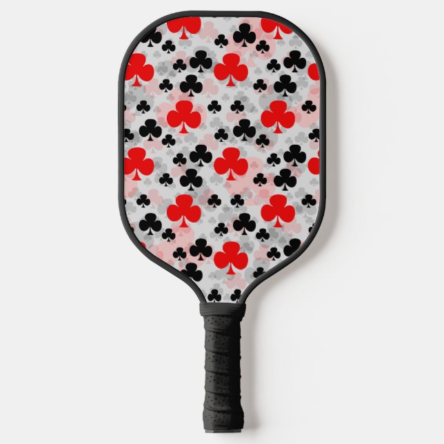 Red Black Clover Club Abstract Pattern Design Pickleball Paddle (Front)