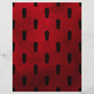 Red & Black Coffins Halloween Scrapbook Paper