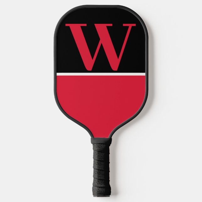 Red & Black College Monogram Pickleball Paddle (Front)