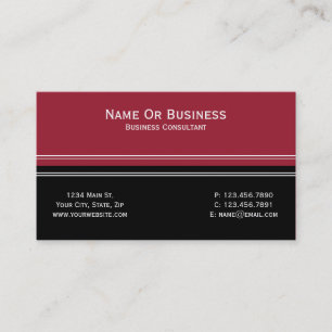Red Black Colorblock Bold Professional Business Card