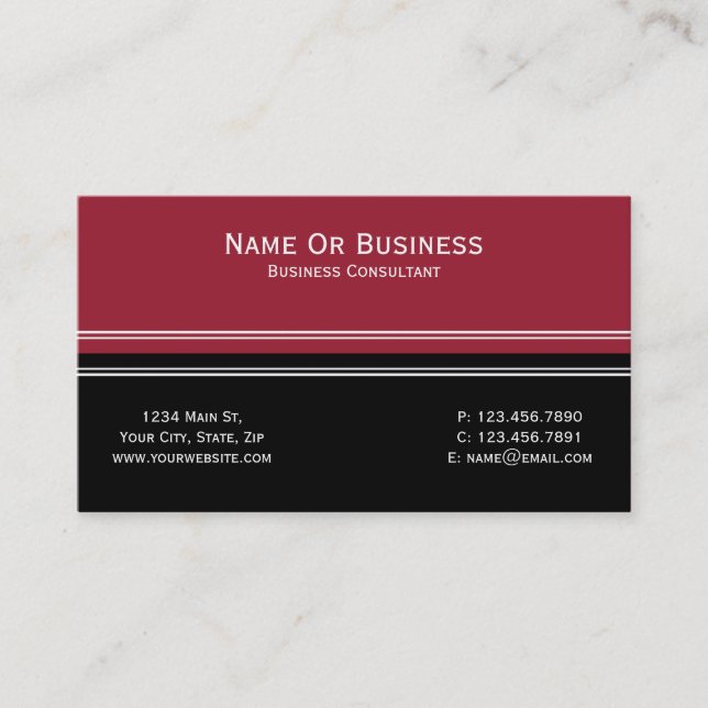 Red Black Colorblock Bold Professional Business Card (Front)