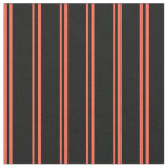 [ Thumbnail: Red & Black Colored Lined Pattern Fabric ]