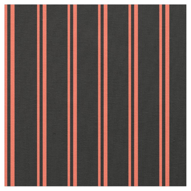 Red & Black Colored Lined Pattern Fabric (Close Up)