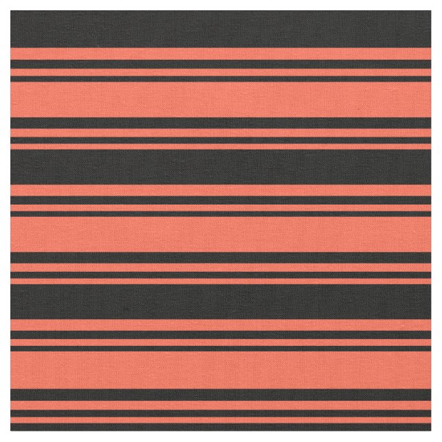 Red & Black Colored Lined/Striped Pattern Fabric (Close Up)