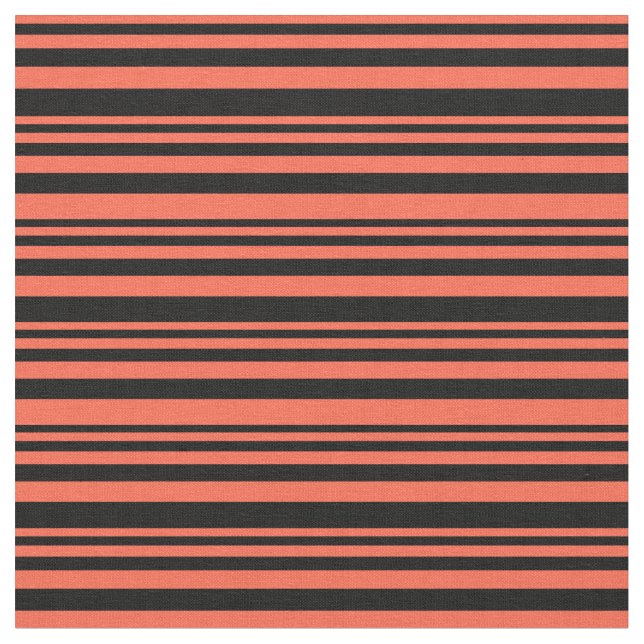 Red & Black Colored Pattern of Stripes Fabric (Close Up)