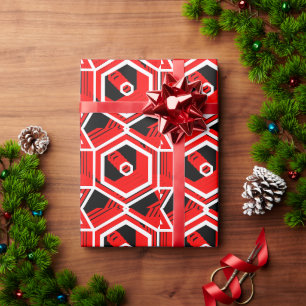 Red Black Colorful Geometric Wrapping Paper