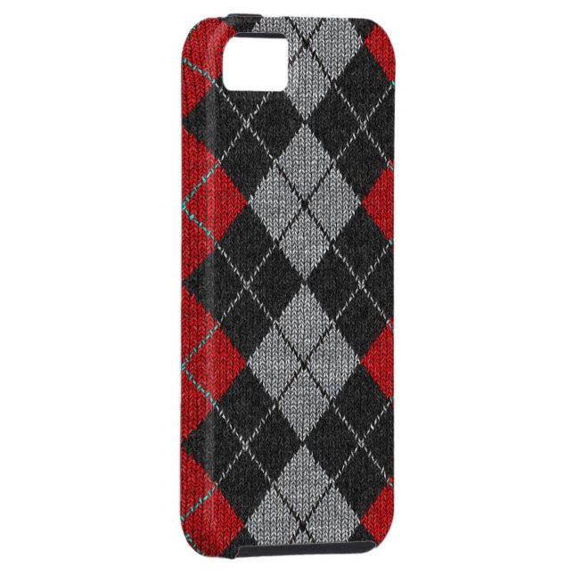 Red & Black Comfy Argyle Look iPhone 5 Case (Back/Right)