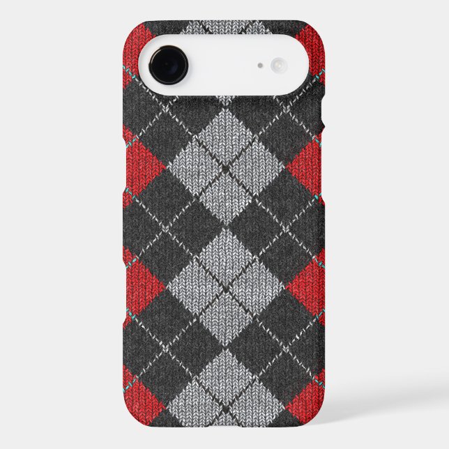 Red & Black Comfy Argyle Look iPhone 5 Case (Back)