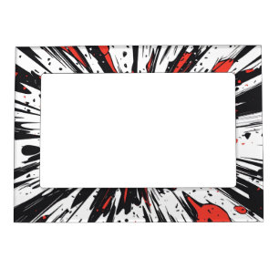 Red Black Comic Explosion Speed Line Magnetic Frame