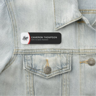 Red Black Company Logo Business Employee Staff Name Tag