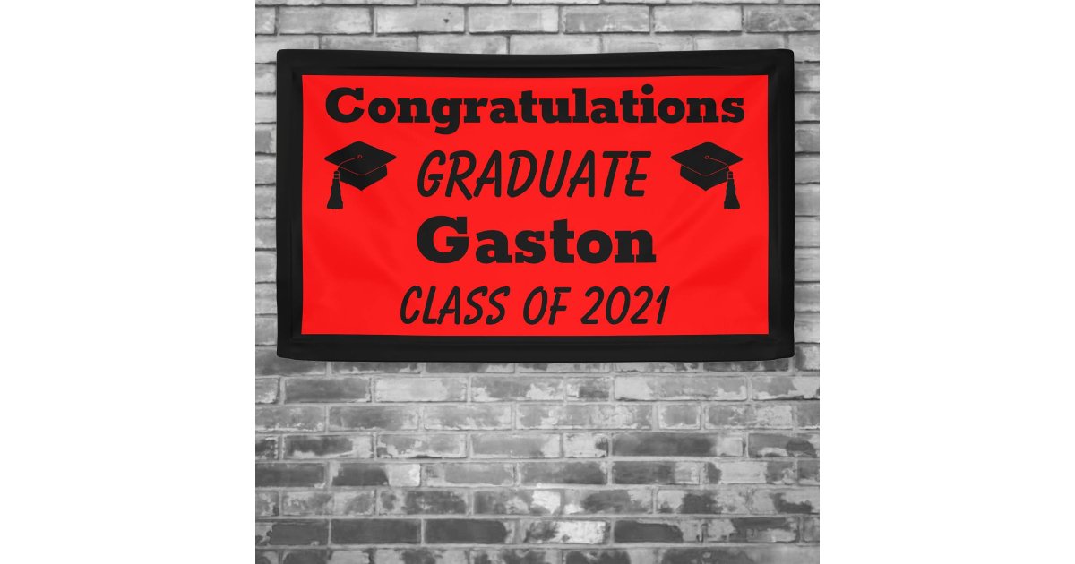 Red Black Congratulations Graduate Graduation Banner | Zazzle