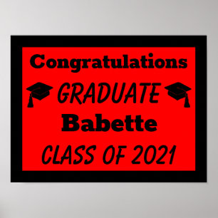 Red Black Congratulations Graduation Poster