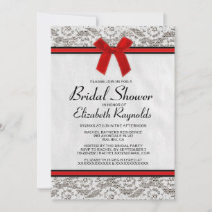 Red & Black Country Lace Bridal Shower Invitations
