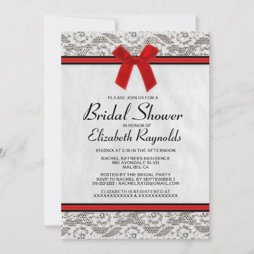 Red &amp; Black Country Lace Bridal Shower Invitations