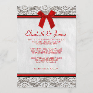Red & Black Country Lace Wedding Invitations