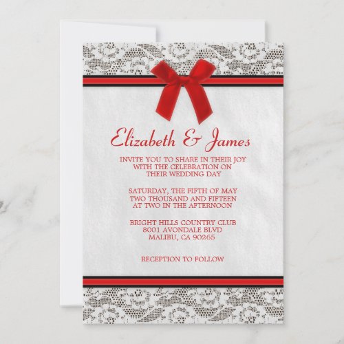 Red &amp; Black Country Lace Wedding Invitations