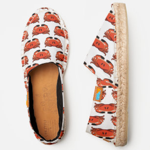 Red Black Crab #2 Drawing, White Canvas Espadrilles