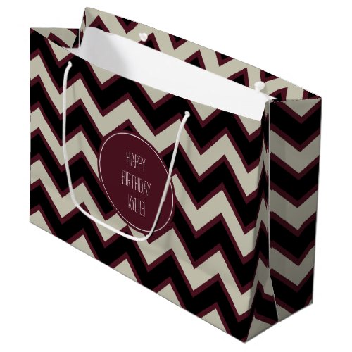 Red Black Cream Chevron Large Gift Bag