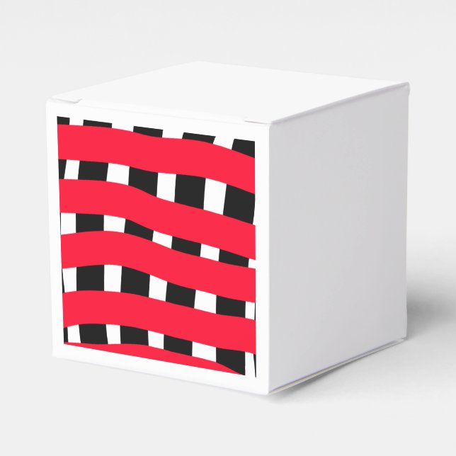 Red black cross checkerboard simple man boy gift t favor boxes (Front Side)
