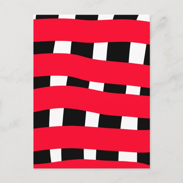 Red black cross checkerboard simple man boy gift t postcard (Front)