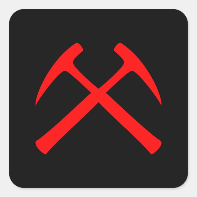 Red & Black Crossed Rock Hammers Sticker (Front)