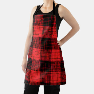  Red Black Crosshatch Buffalo Check Apron