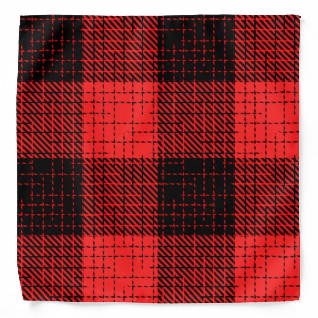  Red Black Crosshatch Buffalo Check Bandana (Front)