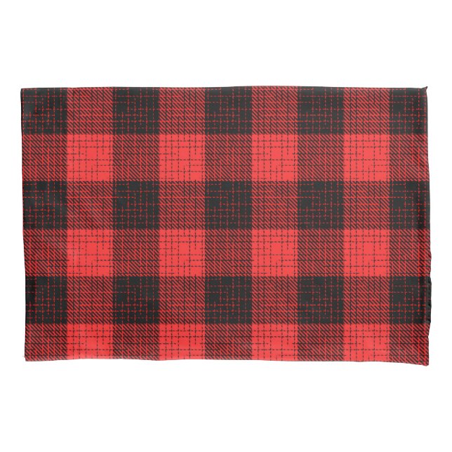  Red Black Crosshatch Buffalo Check Pillow Case (Front)