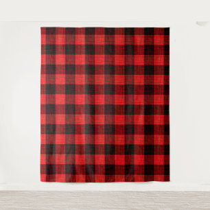 Red Black Crosshatch Buffalo Check Tapestry