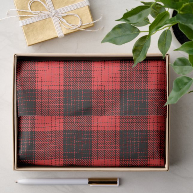  Red Black Crosshatch Buffalo Check Tissue Paper (Gift)