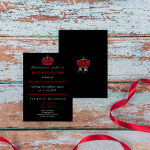 Red Black Crown Royal Glitter Gothic White Invitation
