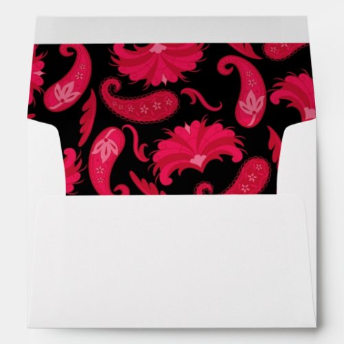 Red Black Custom Art Deco Parisian Paisley Envelope