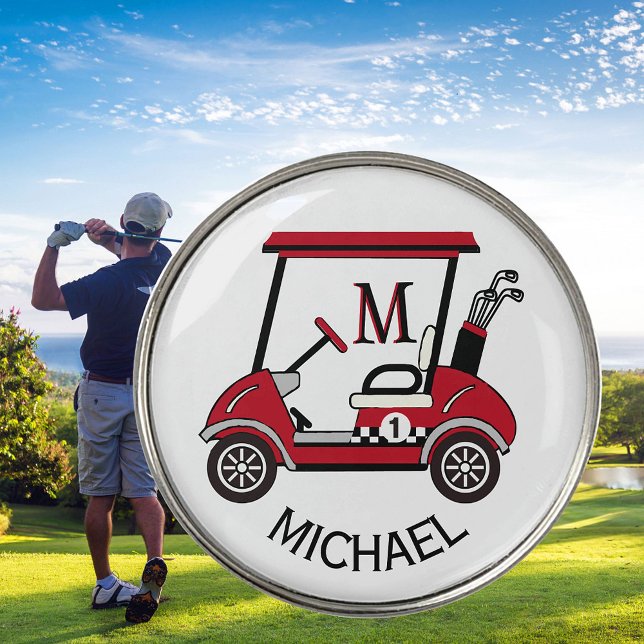Red & Black Custom Cart Personalized  Golf Ball Marker (Creator Uploaded)