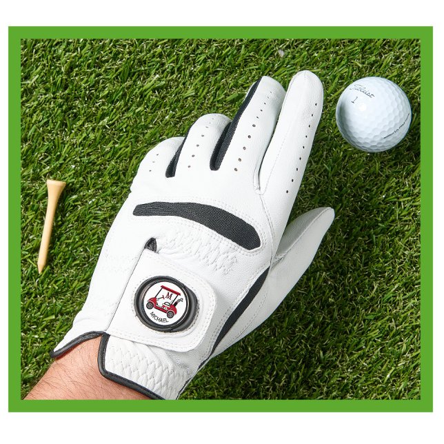Red & Black Custom Cart Personalized Marker  Golf Glove (Creator Uploaded)