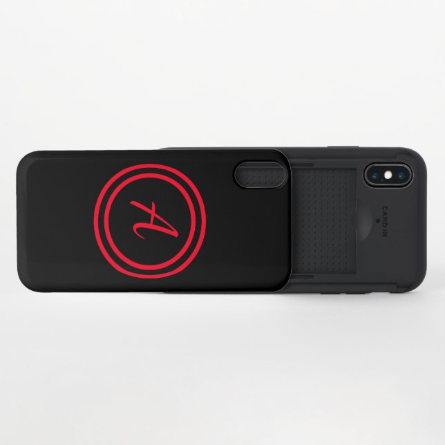 Red & Black Custom Monogram Pillow Uncommon iPhone Case (Open)