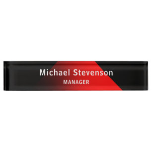 Red Black Customize Name & Title Profession Desk Name Plate