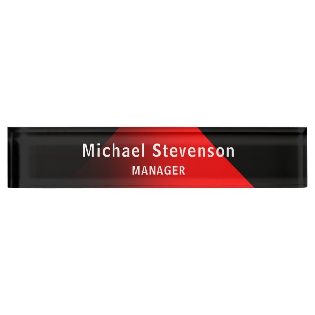 Red Black Customize Name & Title Profession Desk Name Plate (Front)