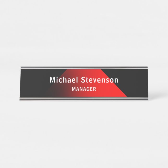 Red Black Customize Name & Title Profession Desk Name Plate (Front)