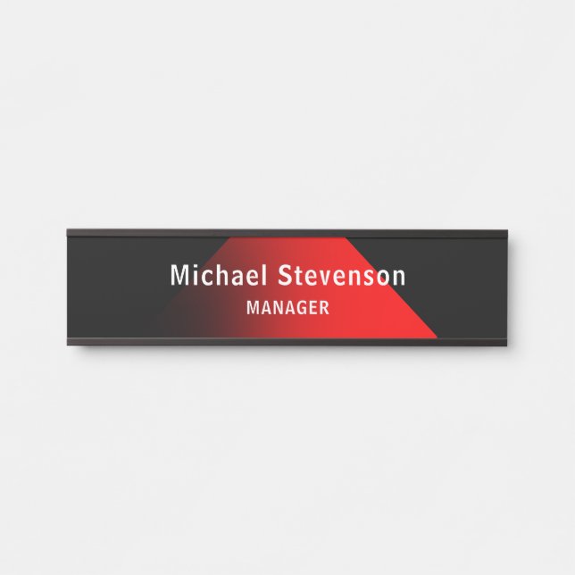 Red Black Customize Name & Title Profession Door Sign (Front)